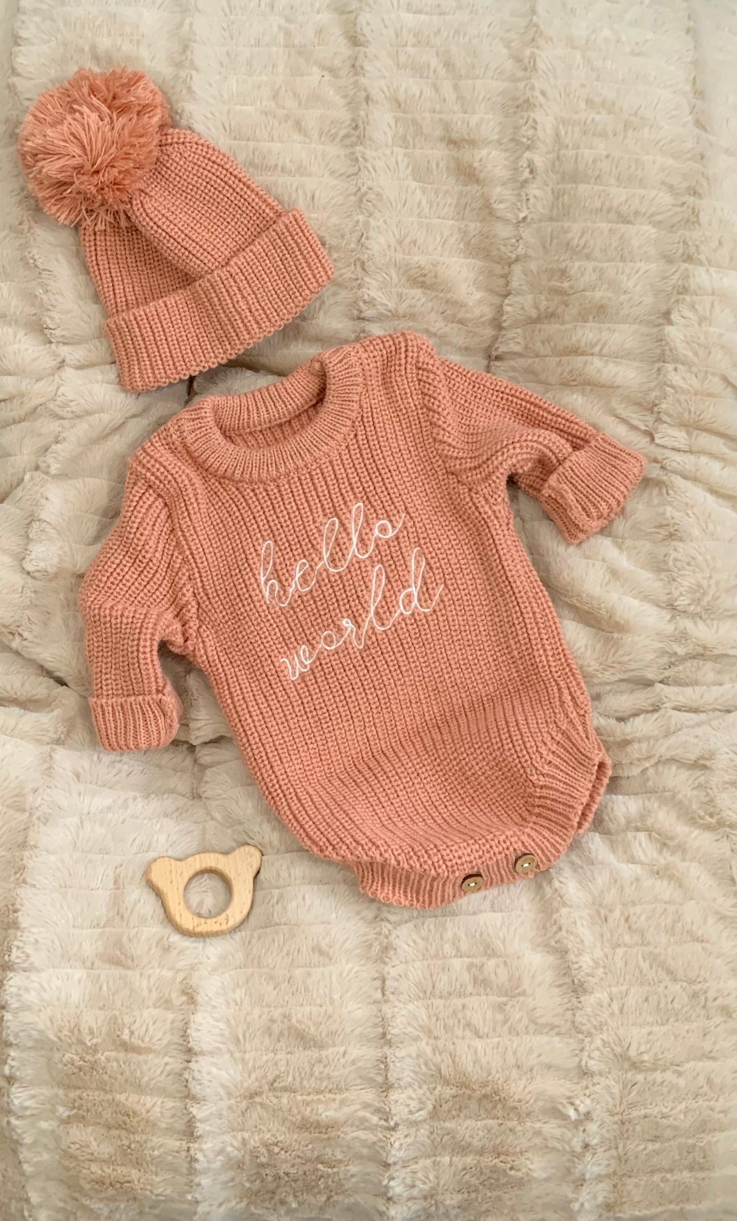 Hello World Knitted Romper & Hat Set