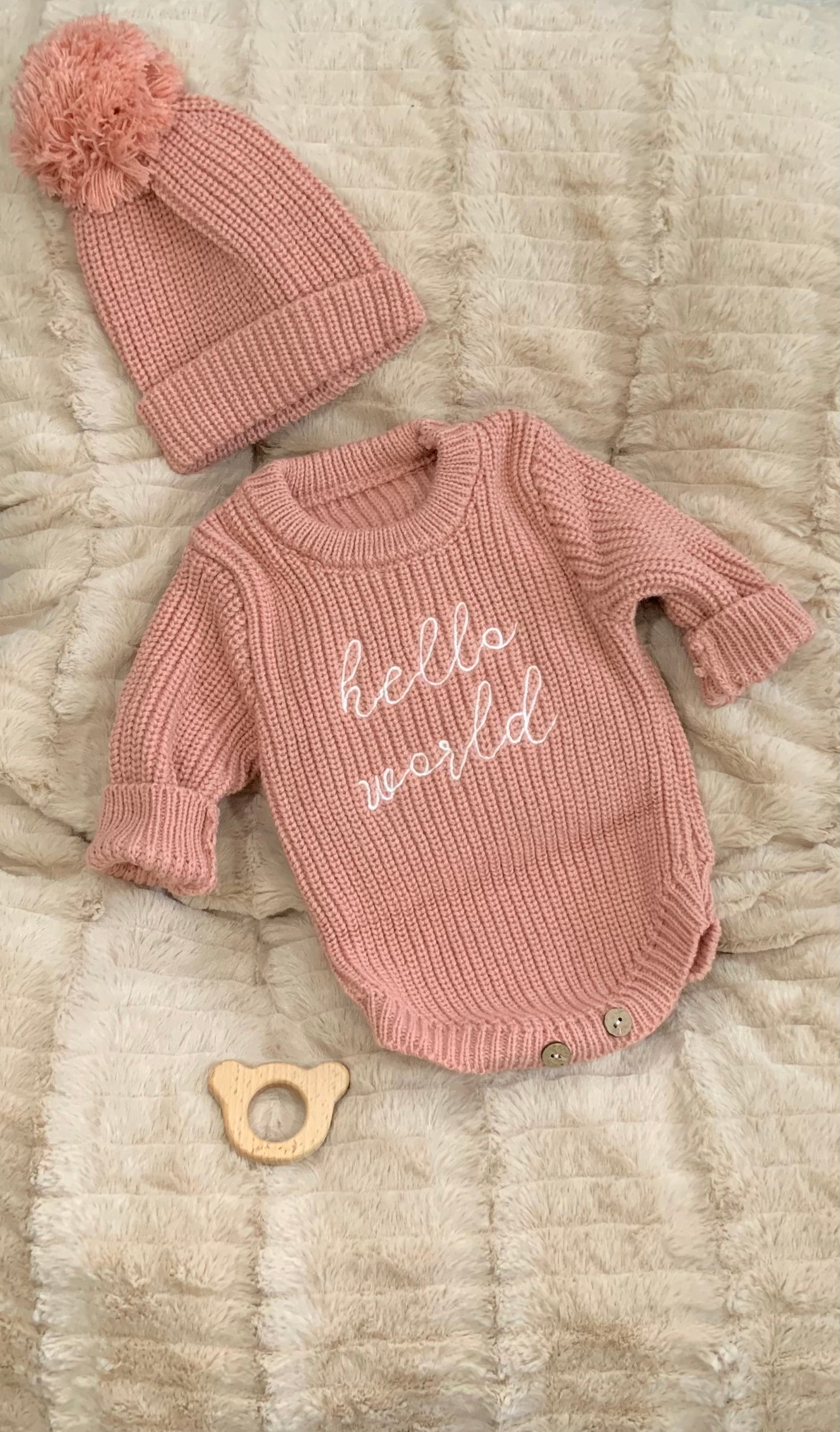 Hello World Knitted Romper & Hat Set