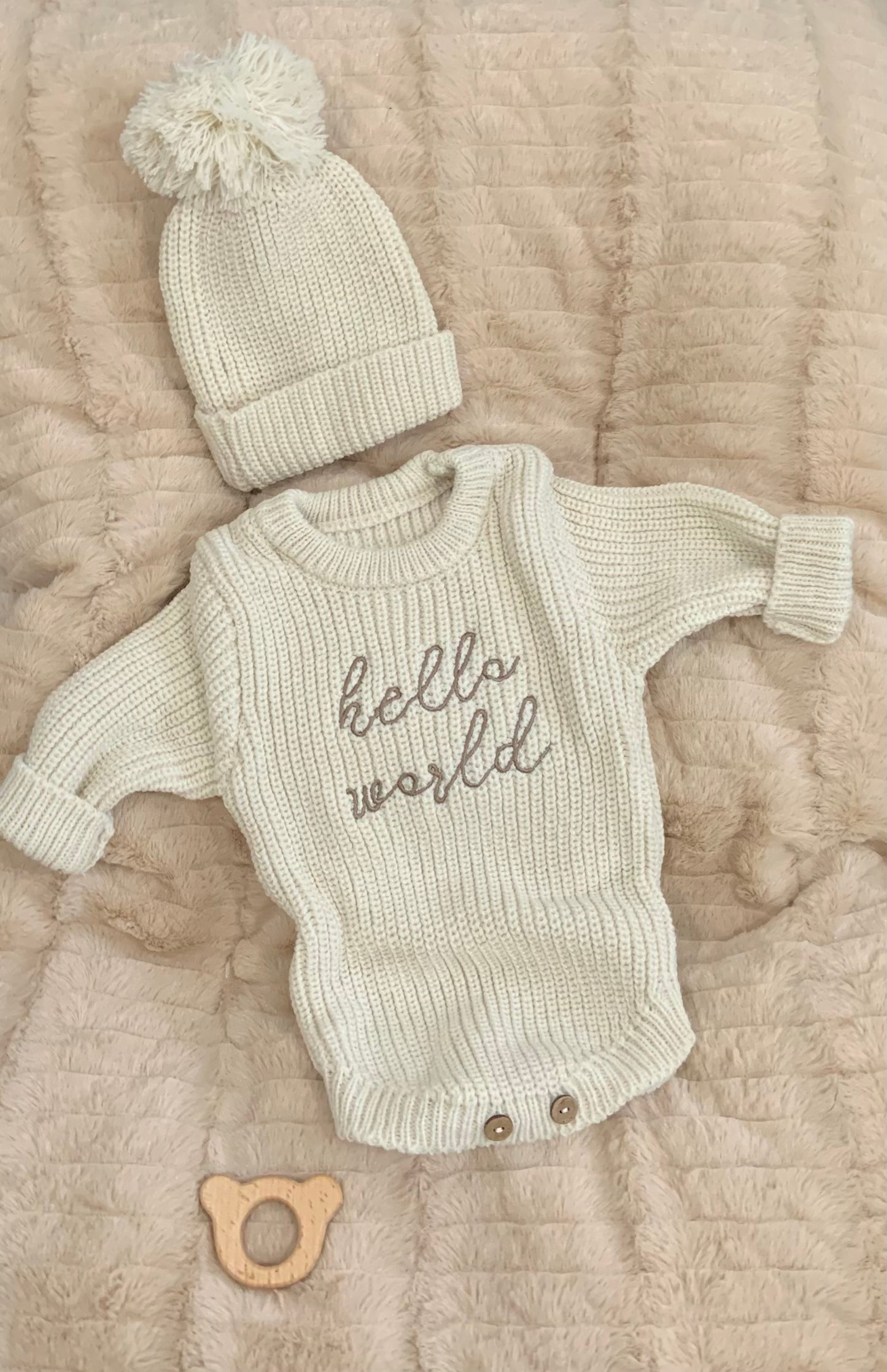 Hello World Knitted Romper & Hat Set